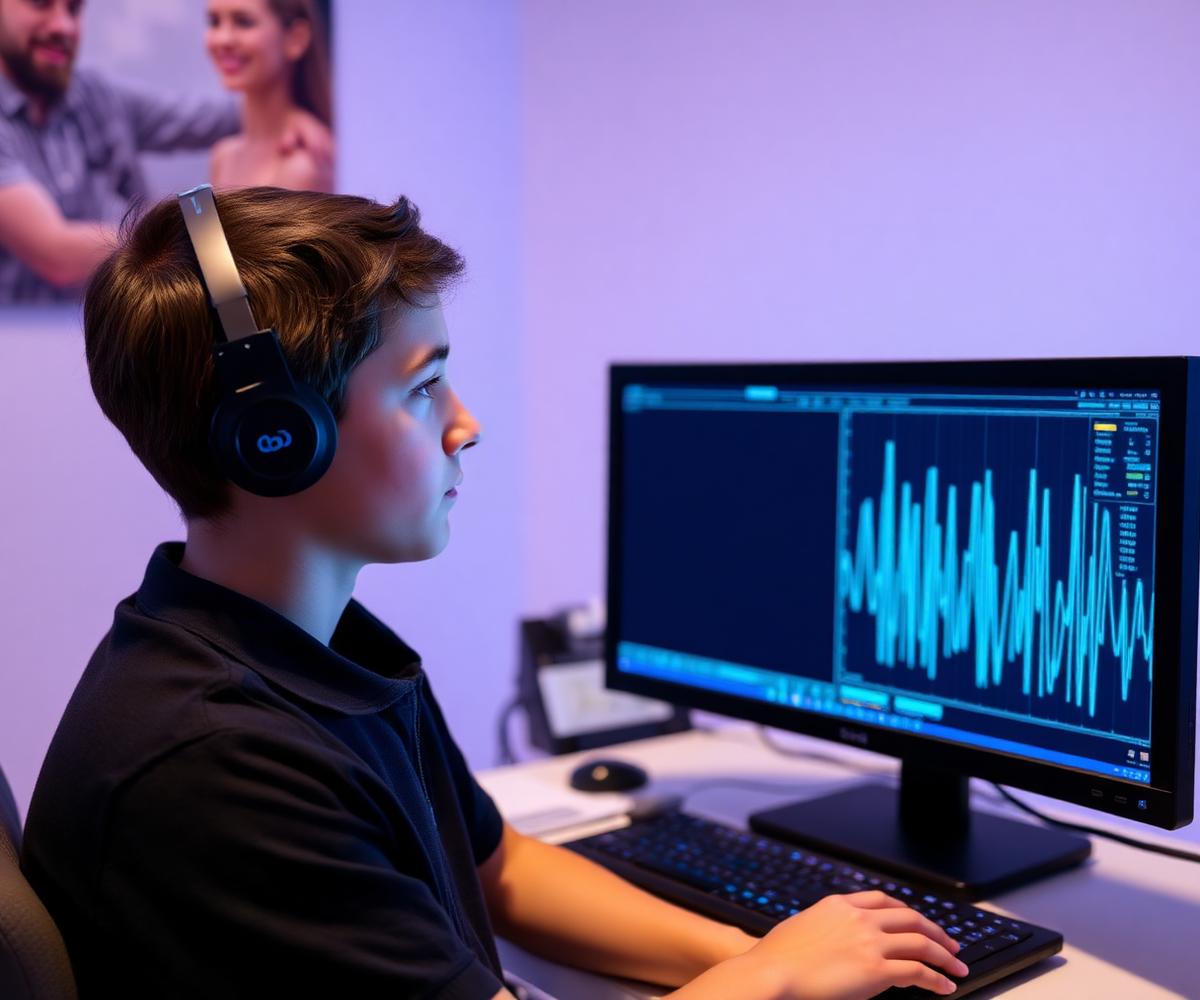 Nastolatek podczas treningu EEG Biofeedback